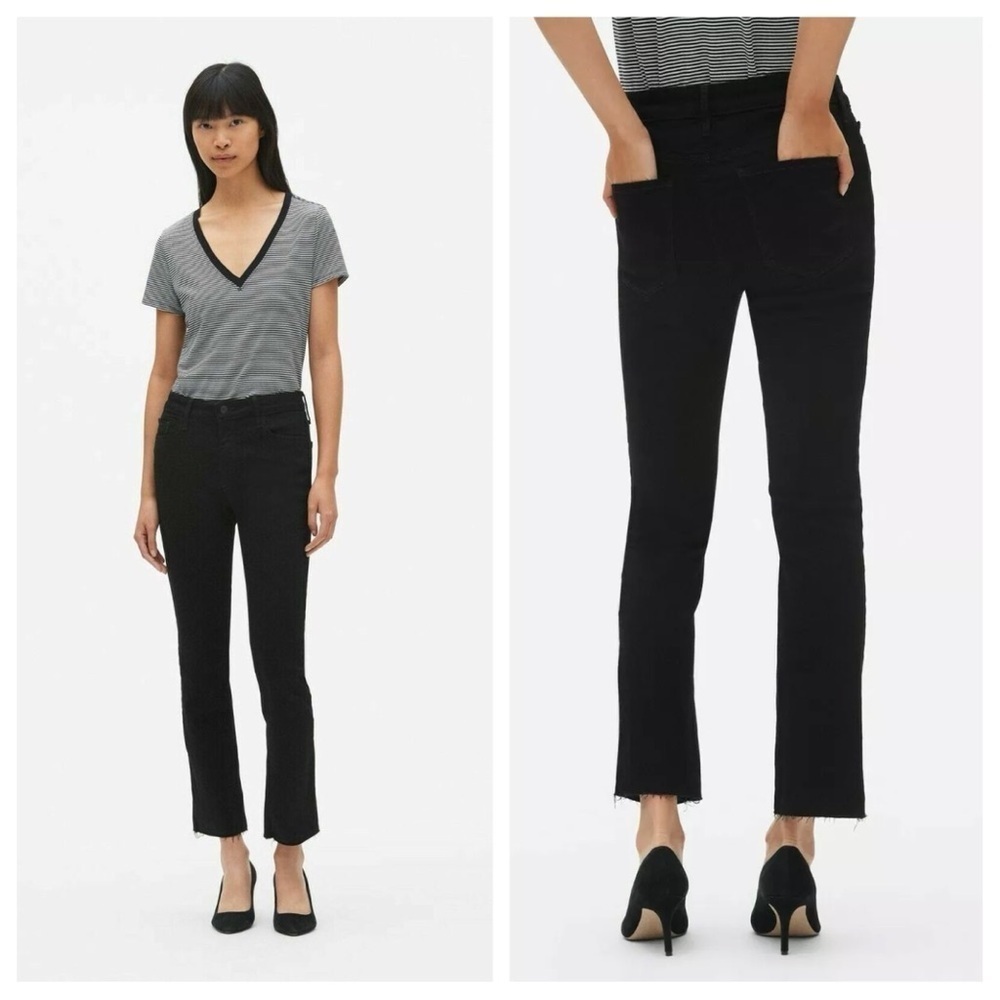 Gap sz 29 Black Regular Mid Rise Crop Kick Stretch Denim Jeans